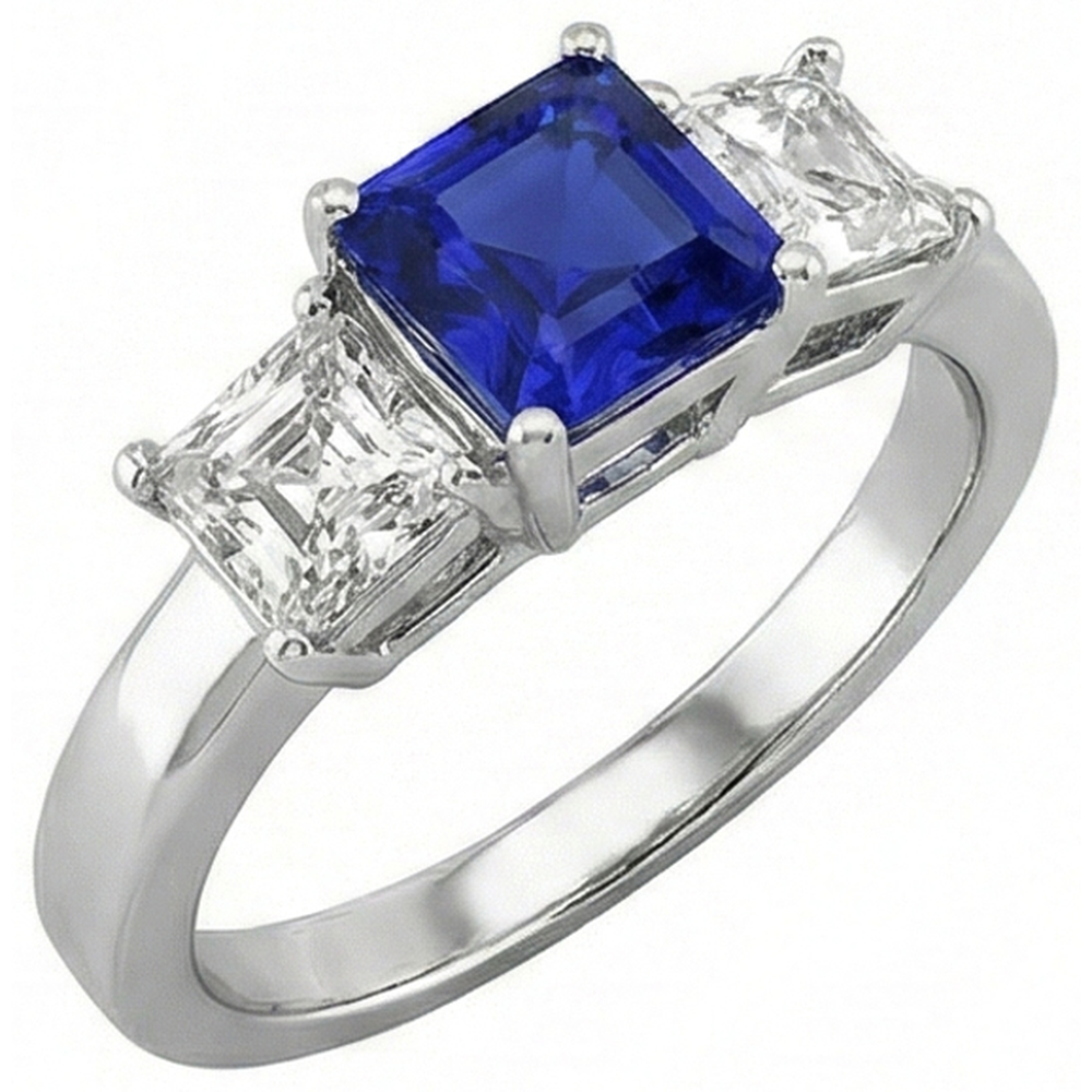 natural asscher sapphire 2ct ring close up detail