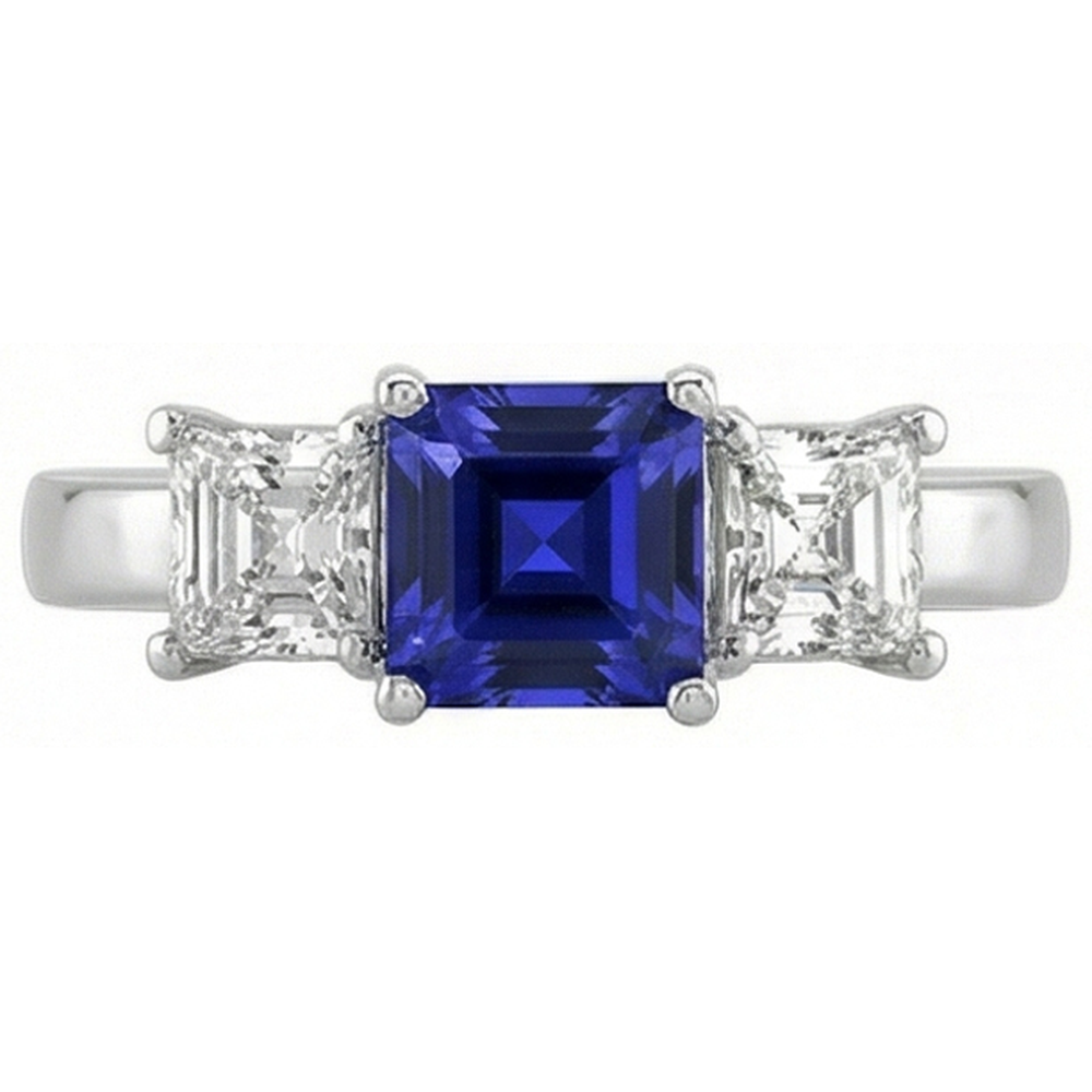 natural asscher sapphire 2ct ring side angle