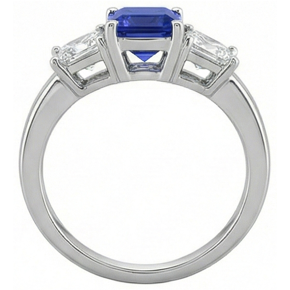 natural asscher sapphire 2ct ring profile view