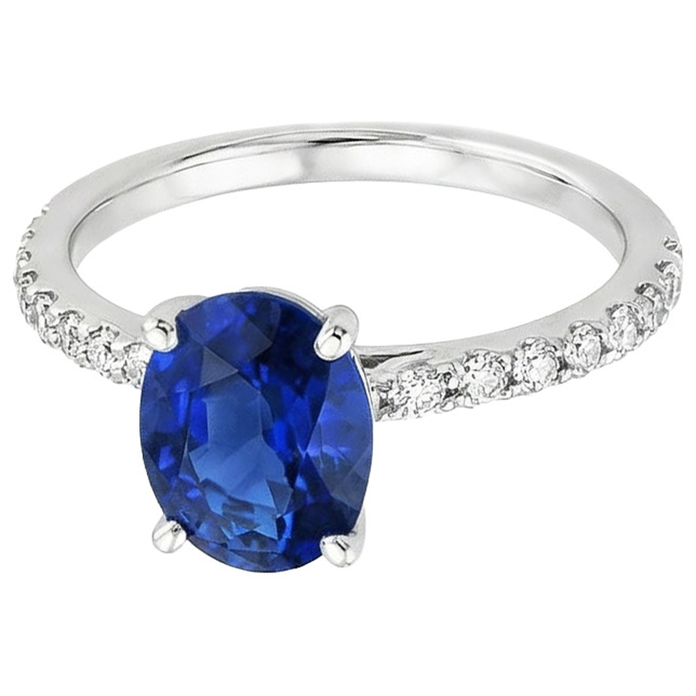 natural round sapphire 5.25ct ring close up detail