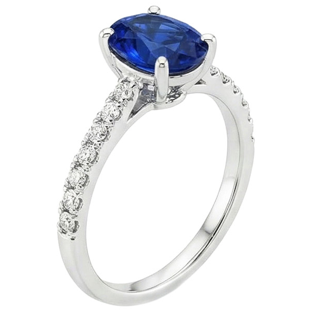 natural round sapphire 5.25ct ring top view