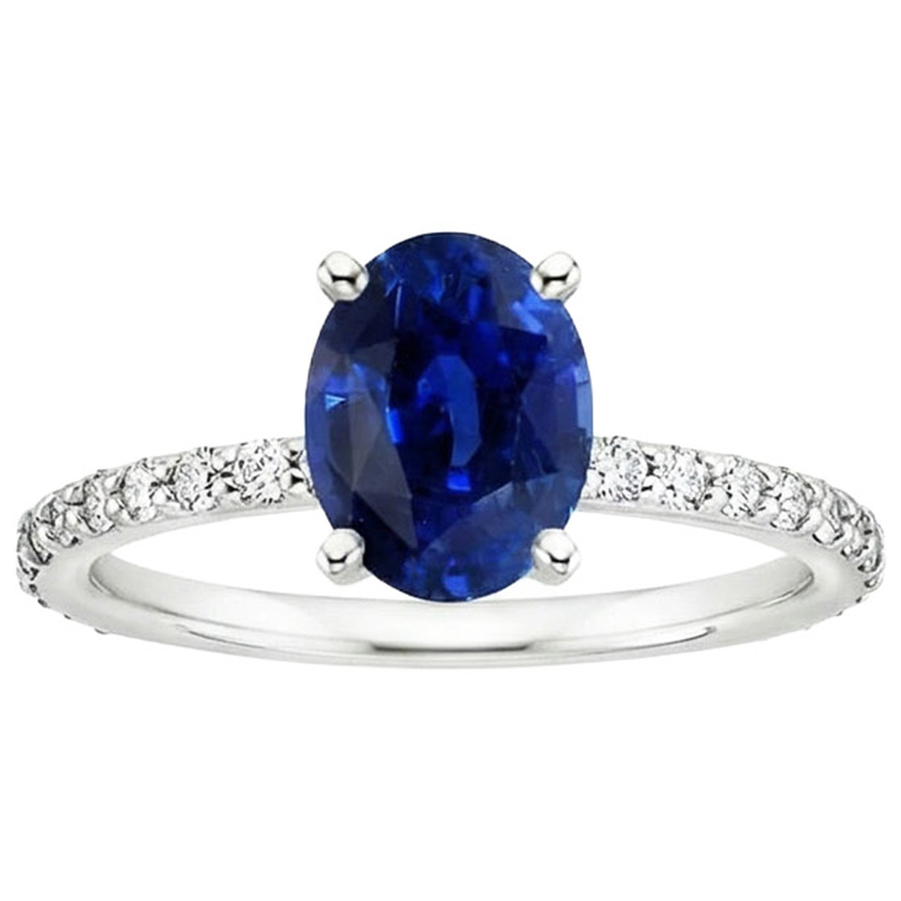 natural round sapphire 5.25ct ring profile view