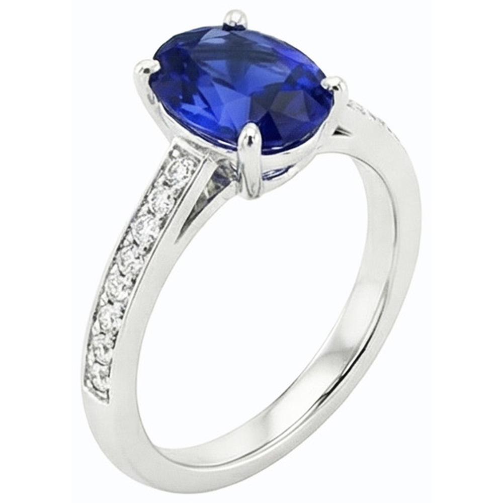 Ladies Gemstone Ceylon Sapphire Ring Channel Set Natural Earth Mined Diamond ( Not Lab Grown )s 4.50 Carats