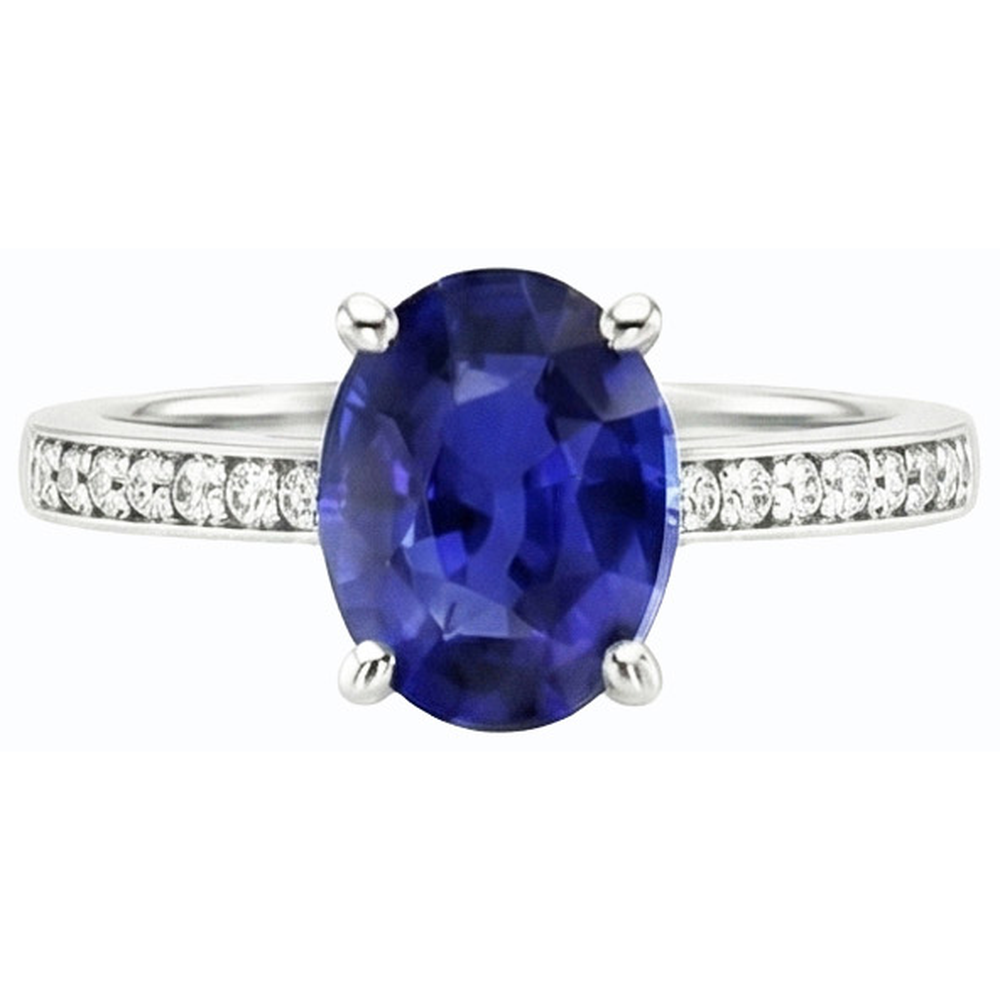Ladies Gemstone Ceylon Sapphire Ring Channel Set Natural Earth Mined Diamond ( Not Lab Grown )s 4.50 Carats