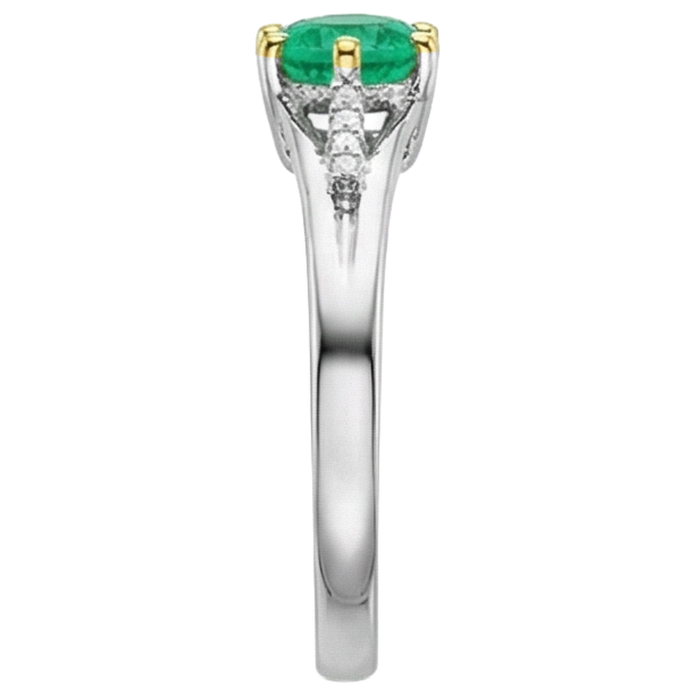 Authentic Colombian Emerald Precious Stone Ring – top view
