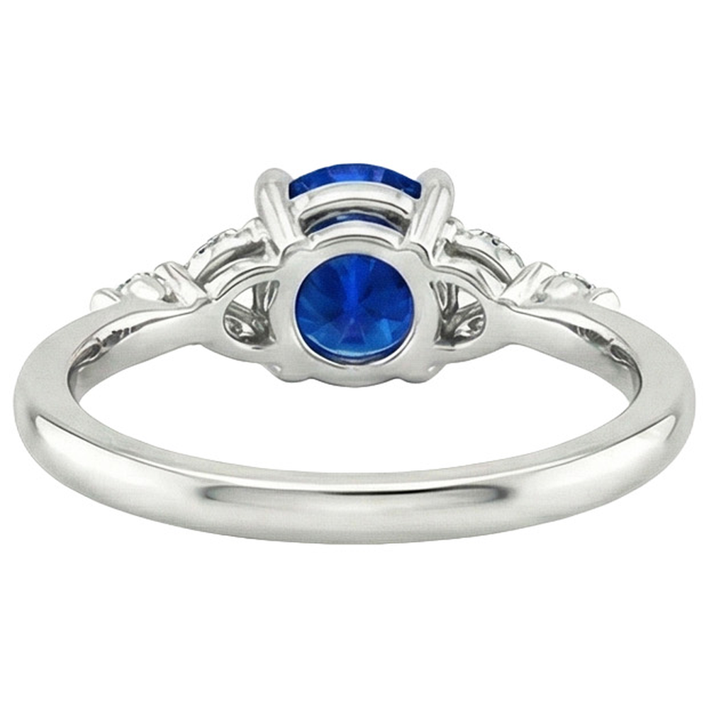Ladies Gemstone Ring Blue Sapphire Marquise & Round Natural Earth Mined Diamond ( Not Lab Grown )s 3 Carats