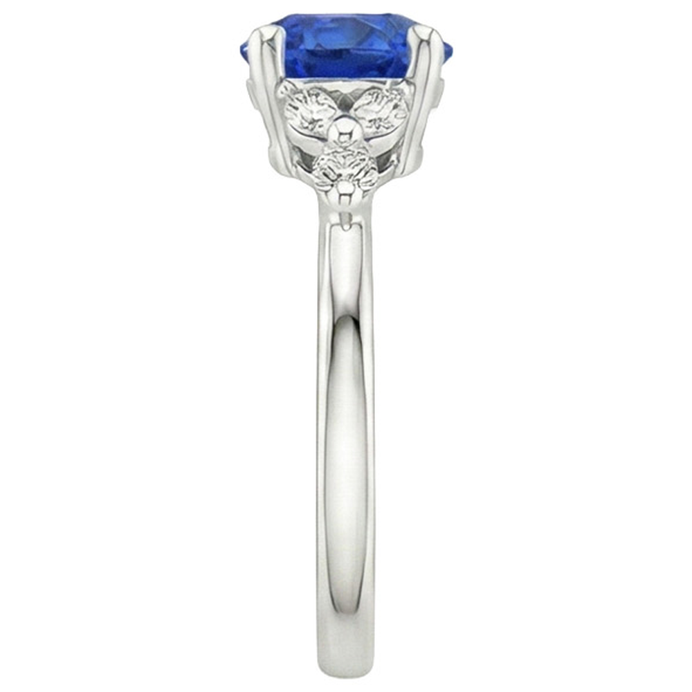 Ladies Gemstone Ring Blue Sapphire Marquise & Round Natural Earth Mined Diamond ( Not Lab Grown )s 3 Carats