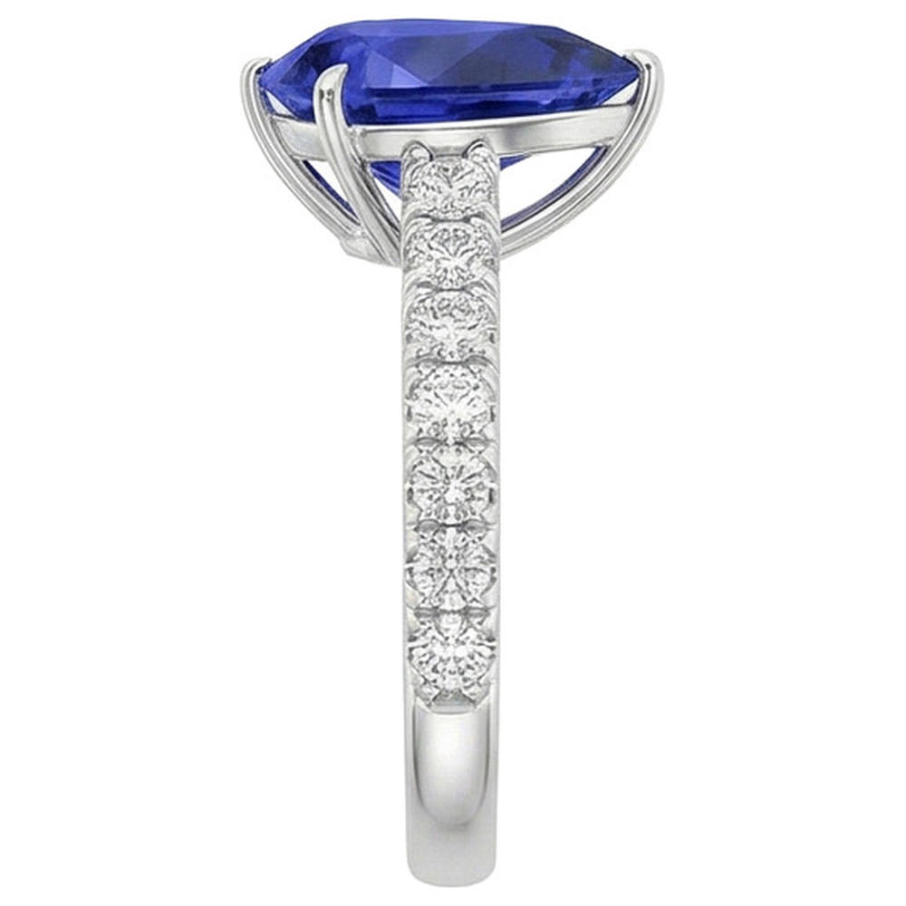 natural round sapphire 5.50ct ring profile view