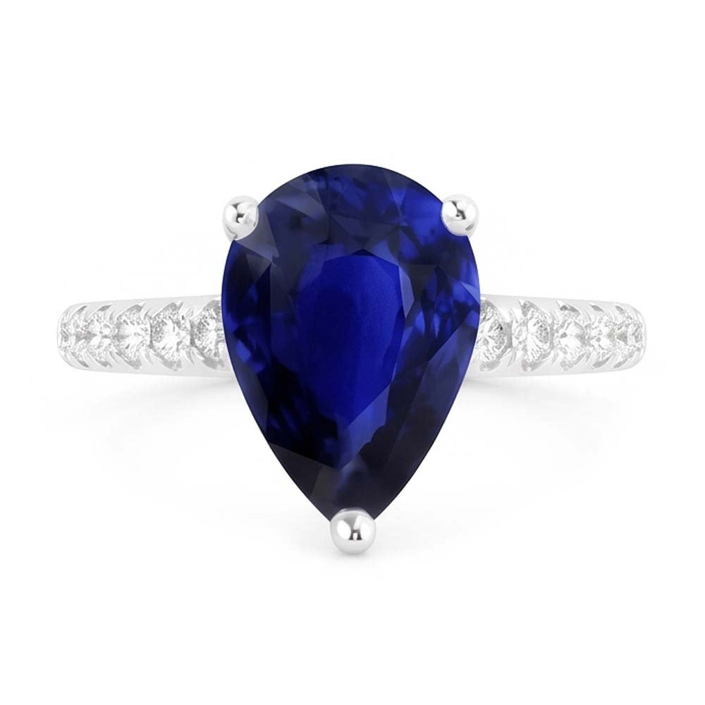 Ladies Gemstone Solitaire Ceylon Sapphire Ring With Accents 4 Carats