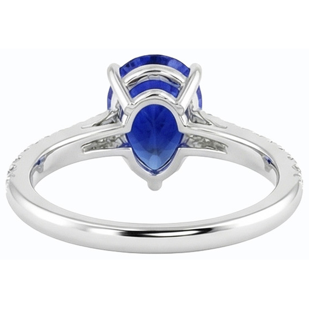 Ladies Gemstone Solitaire Ceylon Sapphire Ring With Accents 4 Carats