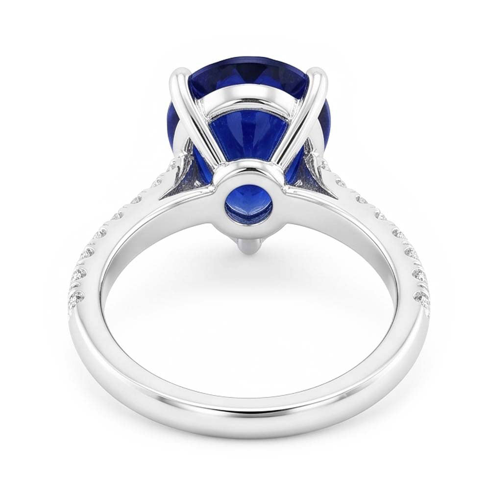 Ladies Gemstone Solitaire Ceylon Sapphire Ring With Accents 4 Carats