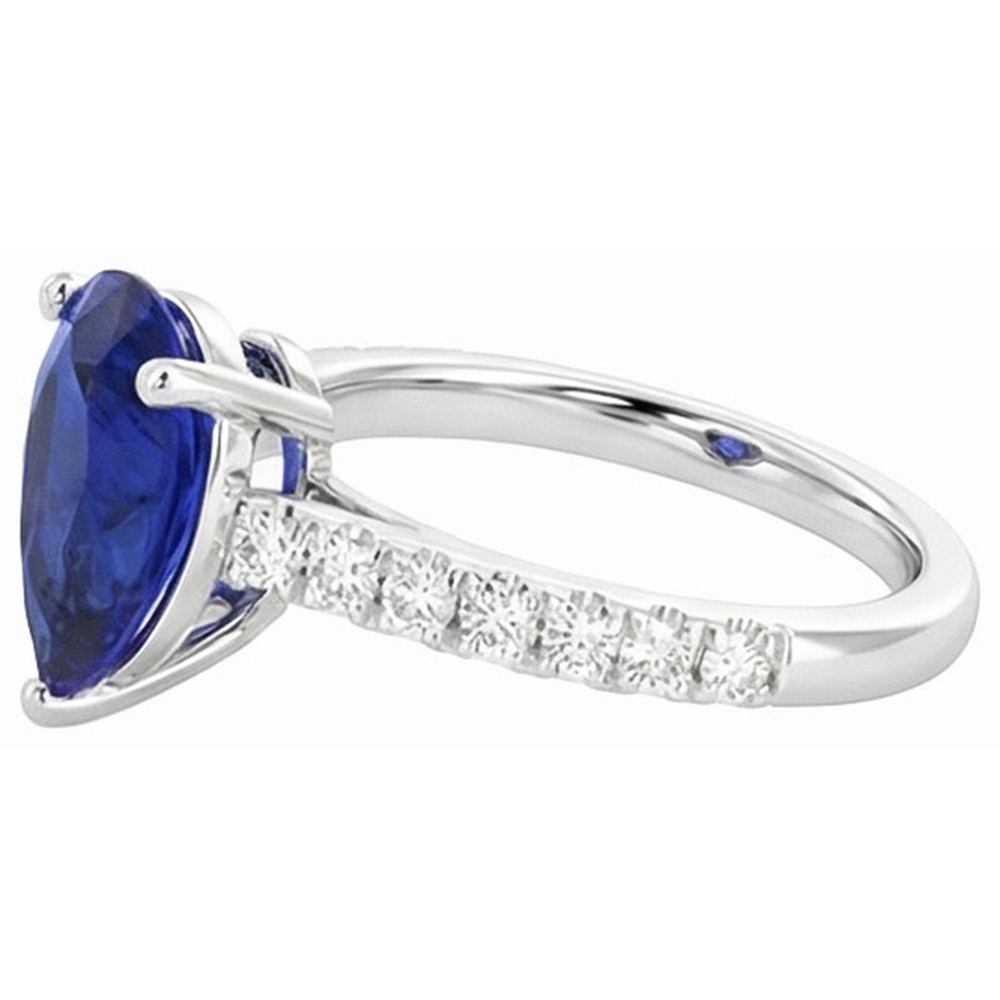 Ladies Gemstone Solitaire Ceylon Sapphire Ring With Accents 4 Carats