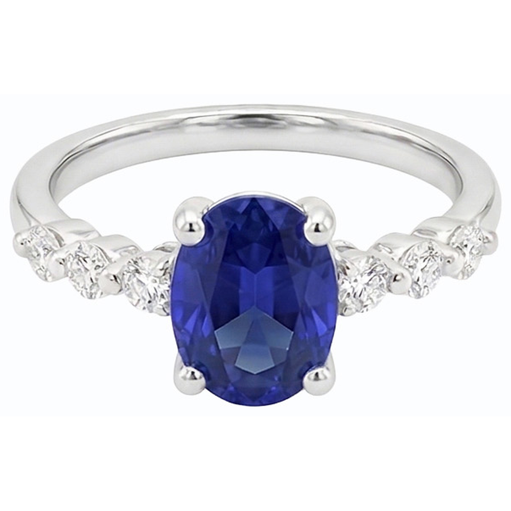 natural round sapphire 4ct ring top view