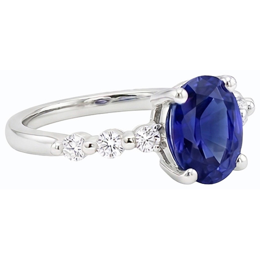 natural round sapphire 4ct ring profile view