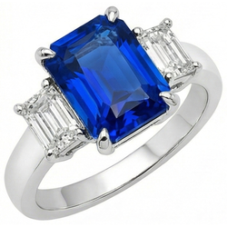 Natural Sapphire Ring 5ct - White Gold 14K
