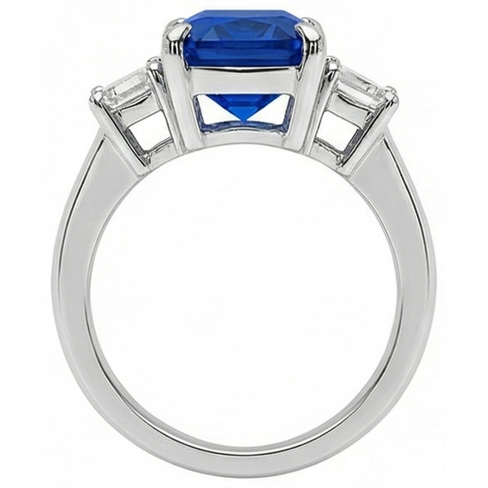 natural emerald sapphire 5ct ring profile view