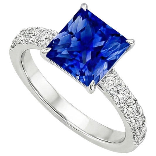 natural round sapphire 4.50ct ring side angle