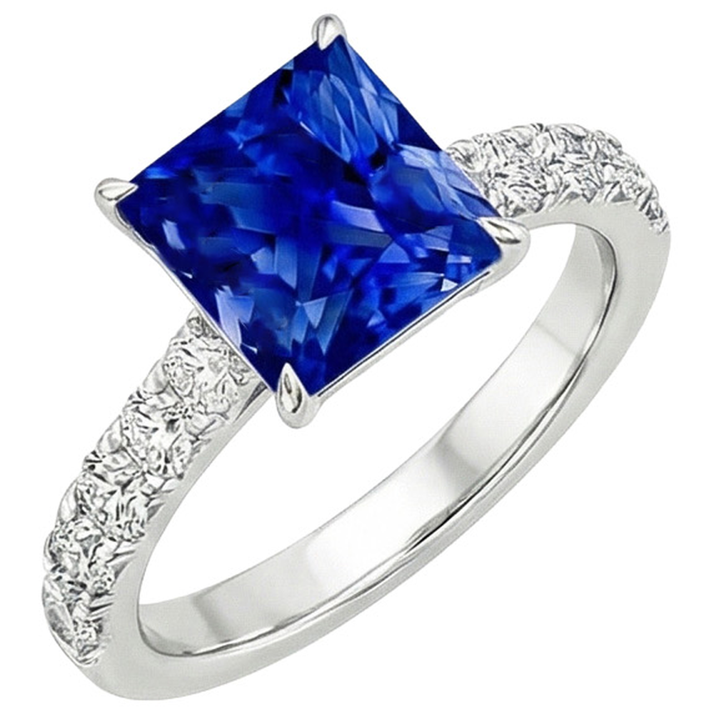 natural round sapphire 4.50ct ring top view