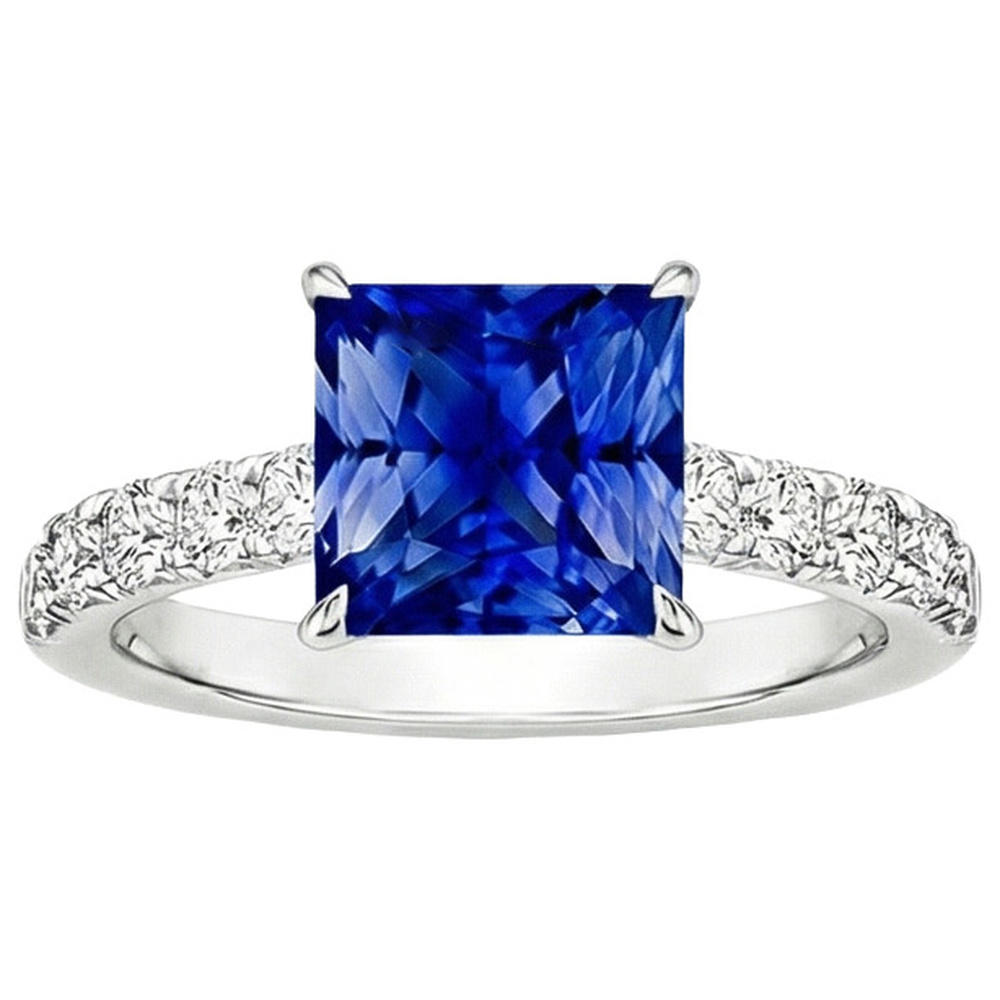 natural round sapphire 4.50ct ring close up detail