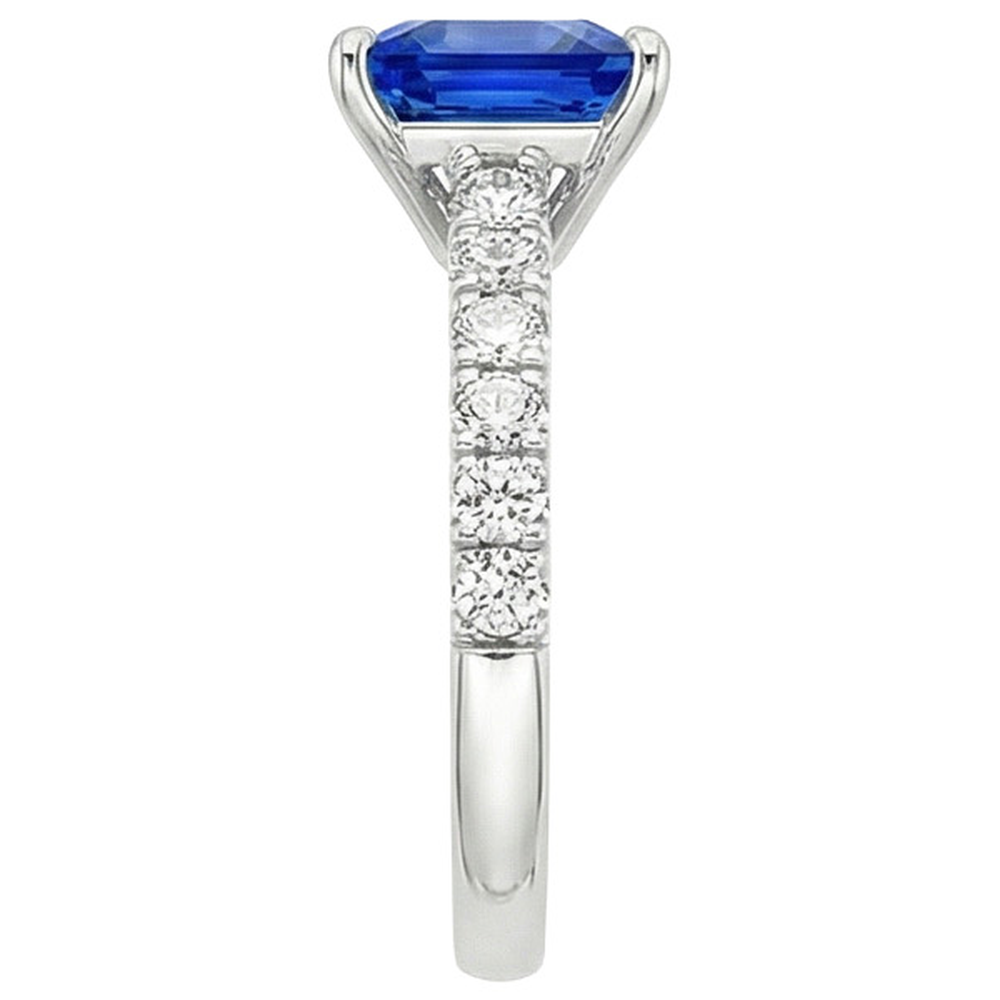 natural round sapphire 4.50ct ring profile view