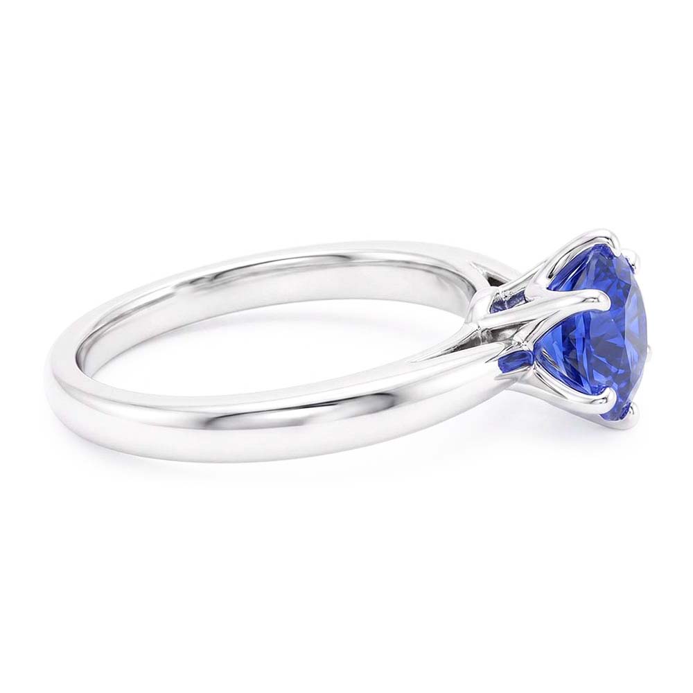 Ladies Gold Ring Blue Sapphire Solitaire 1.50 Carats Pinched Shank