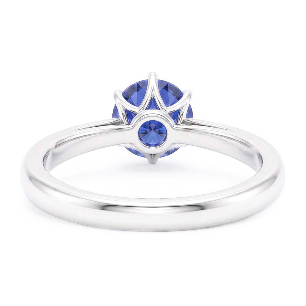 Ladies Gold Ring Blue Sapphire Solitaire 1.50 Carats Pinched Shank