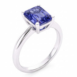 Ladies Gold Solitaire Radiant Sri Lankan Sapphire Ring 1.50 Carats