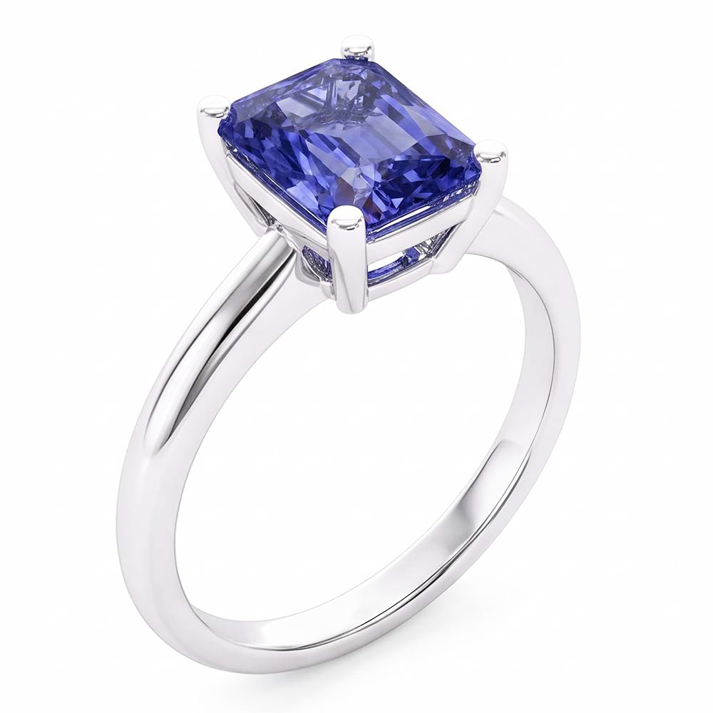 Ladies Gold Solitaire Radiant Sri Lankan Sapphire Ring 1.50 Carats