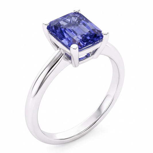 Ladies Gold Solitaire Radiant Sri Lankan Sapphire Ring 1.50 Carats