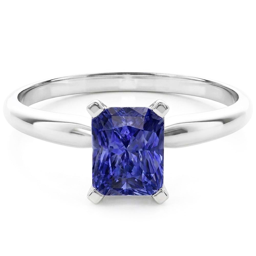 Ladies Gold Solitaire Radiant Sri Lankan Sapphire Ring 1.50 Carats