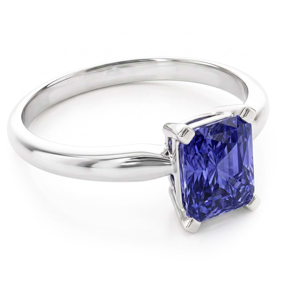 Ladies Gold Solitaire Radiant Sri Lankan Sapphire Ring 1.50 Carats