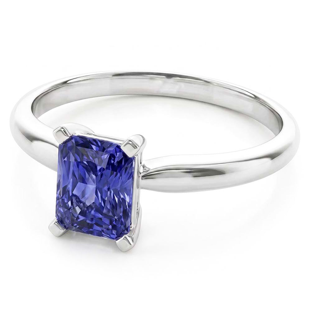 Ladies Gold Solitaire Radiant Sri Lankan Sapphire Ring 1.50 Carats