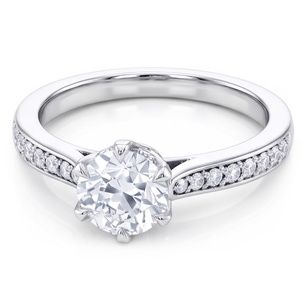 Ladies Gold Wedding Ring 2 Carats Old Mine Cut Real Natural Earth Mined Diamond ( Not Lab Grown ) Jewelry 14K
