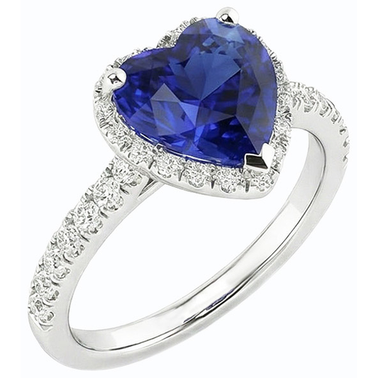 natural round sapphire 3.50ct ring front view