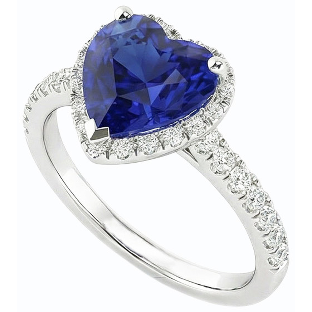 natural round sapphire 3.50ct ring side angle