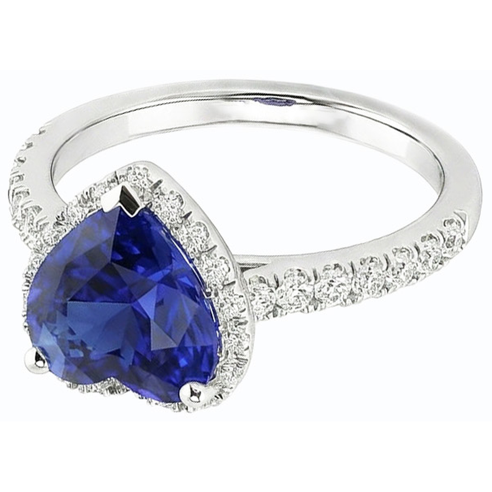 natural round sapphire 3.50ct ring close up detail
