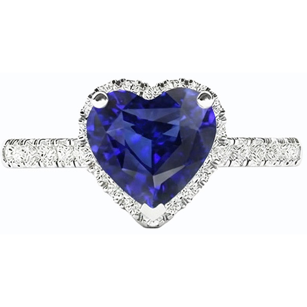natural round sapphire 3.50ct ring top view