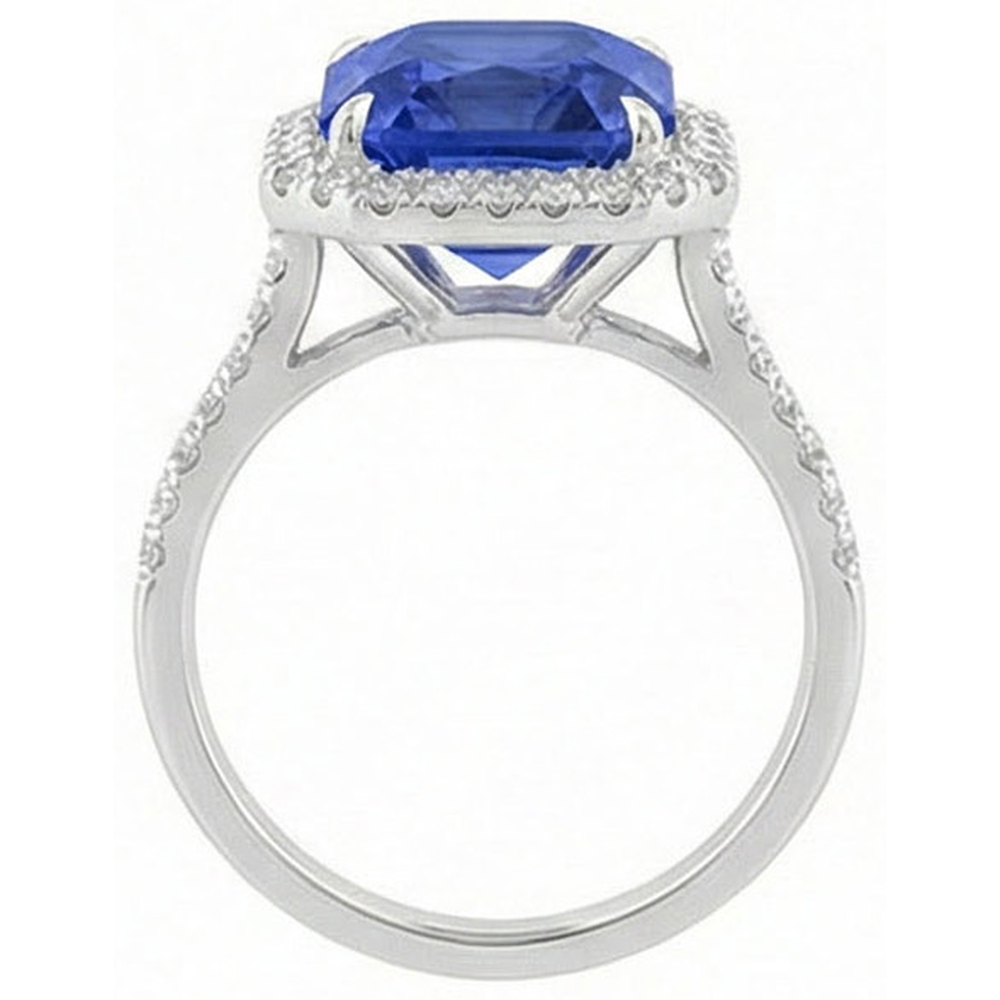 natural round sapphire 5ct ring profile view