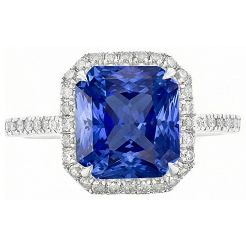 natural round sapphire 5ct ring side angle