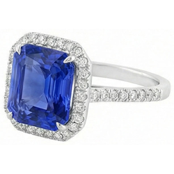 Natural Sapphire Ring 5ct - White Gold 14K