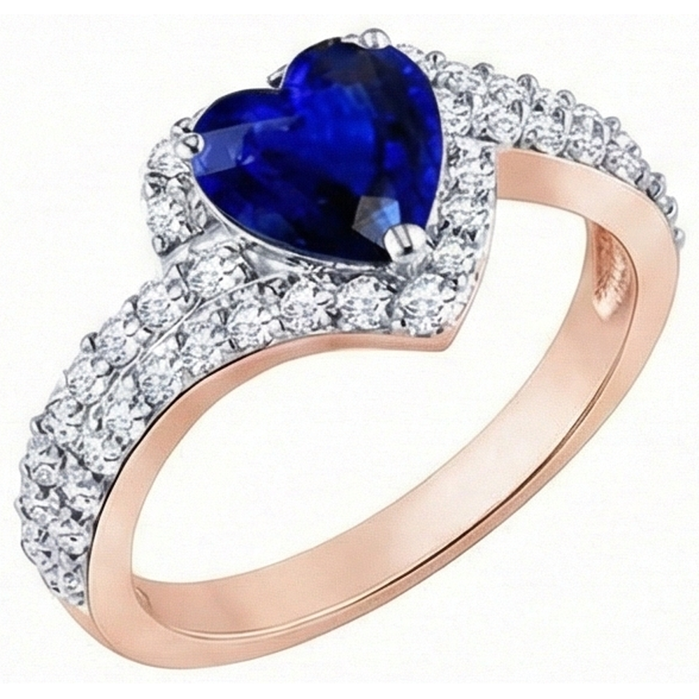 natural round sapphire 4.50ct ring side angle