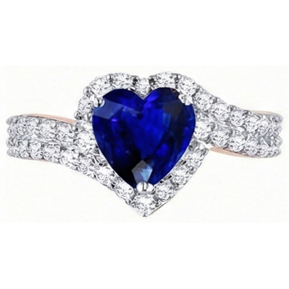 natural round sapphire 4.50ct ring top view