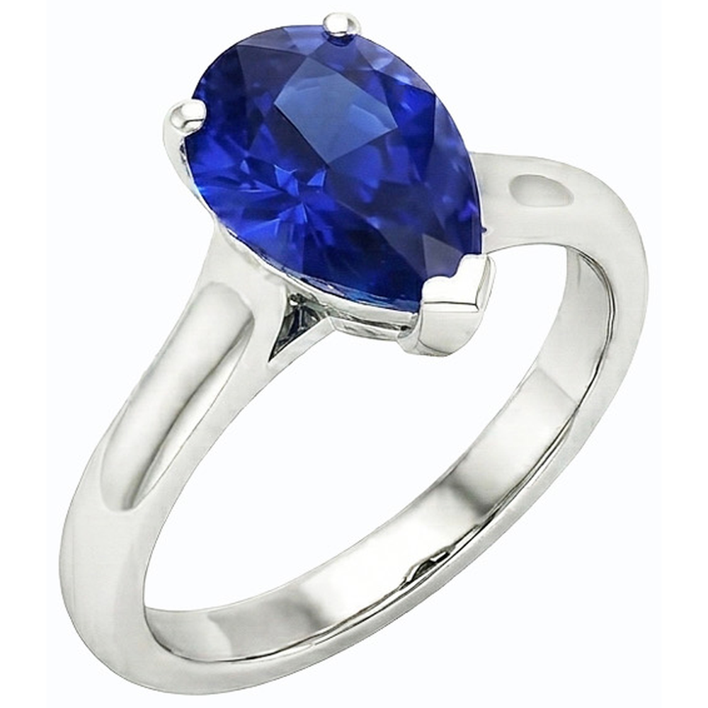 natural pear sapphire 2ct ring close up detail