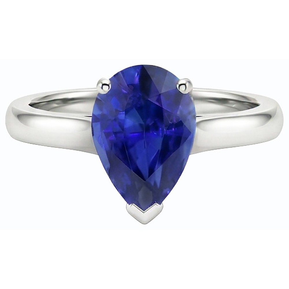 natural pear sapphire 2ct ring top view
