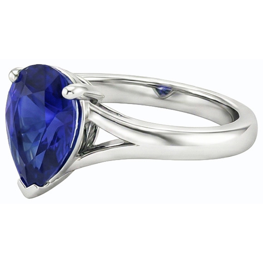 natural pear sapphire 2ct ring profile view