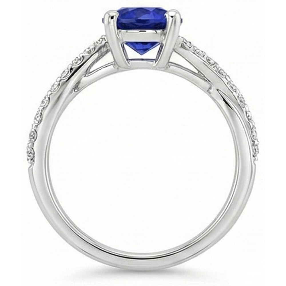 Ladies Natural Earth Mined Diamond ( Not Lab Grown ) Gemstone Ring Oval Ceylon Sapphire Gold 3 Carats
