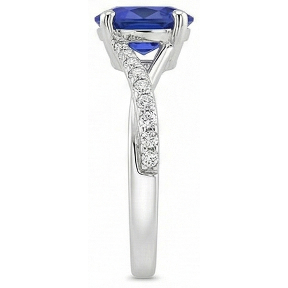 Ladies Natural Earth Mined Diamond ( Not Lab Grown ) Gemstone Ring Oval Ceylon Sapphire Gold 3 Carats