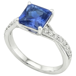 Natural Sapphire Ring 3.75ct - White Gold 14K