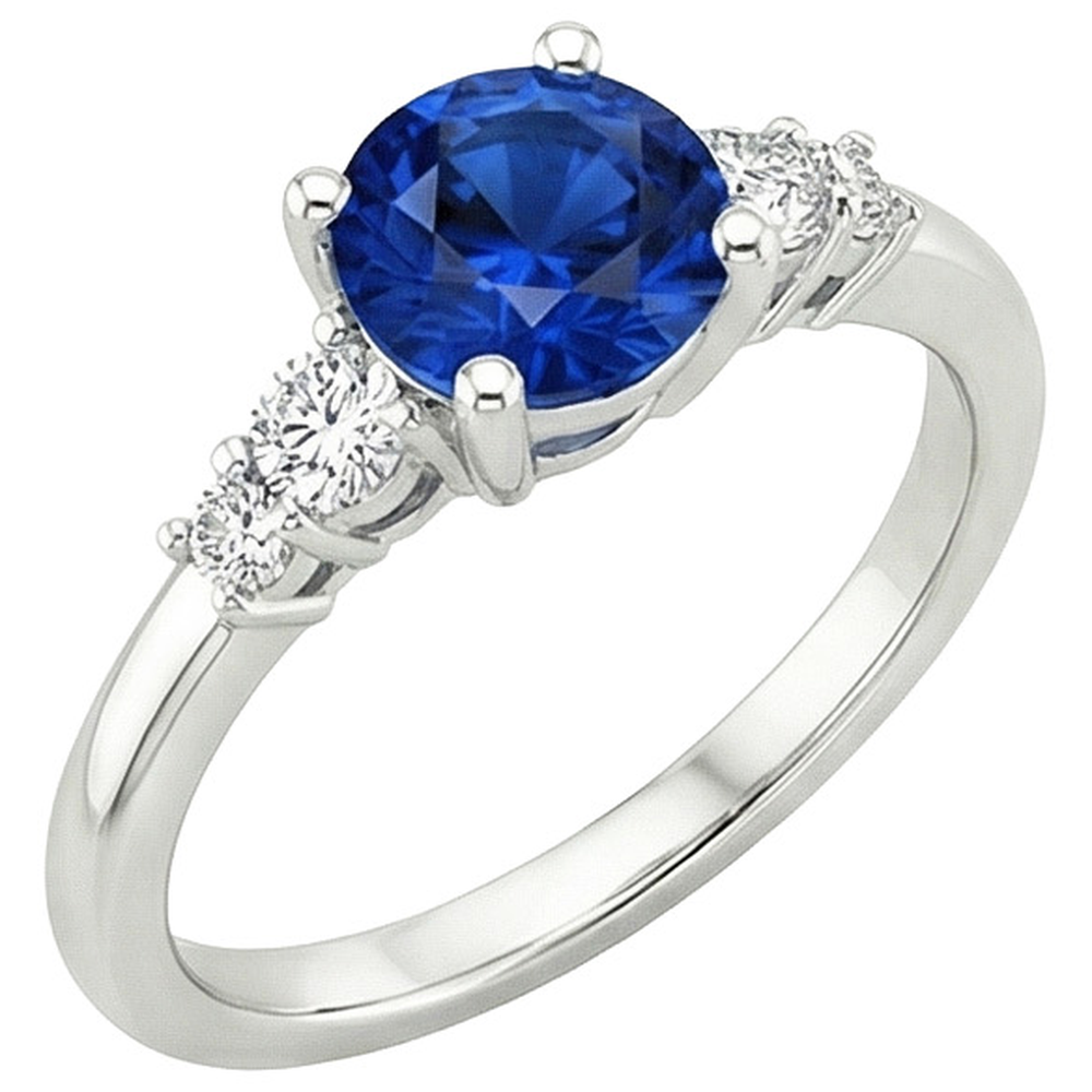 natural round sapphire 2.50ct ring top view