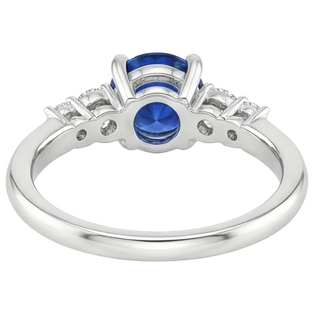 natural round sapphire 2.50ct ring on white background